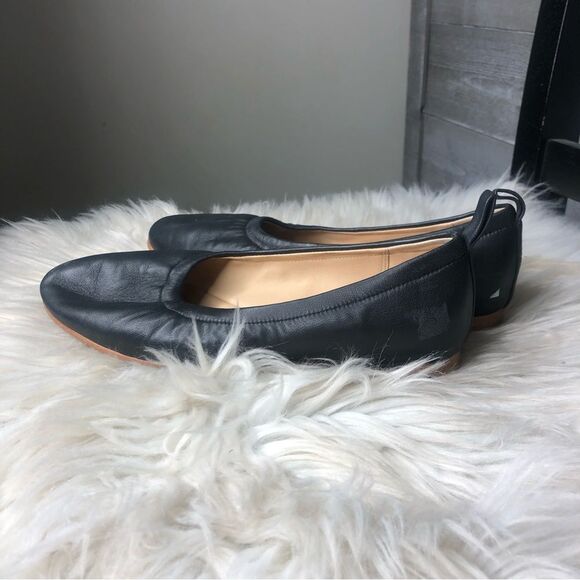 Clarks womens 7 cushion black leather ballet flats round toe career work… - Picture 2 of 7